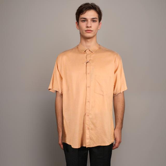 Men Short Sleeve Plain Shirt