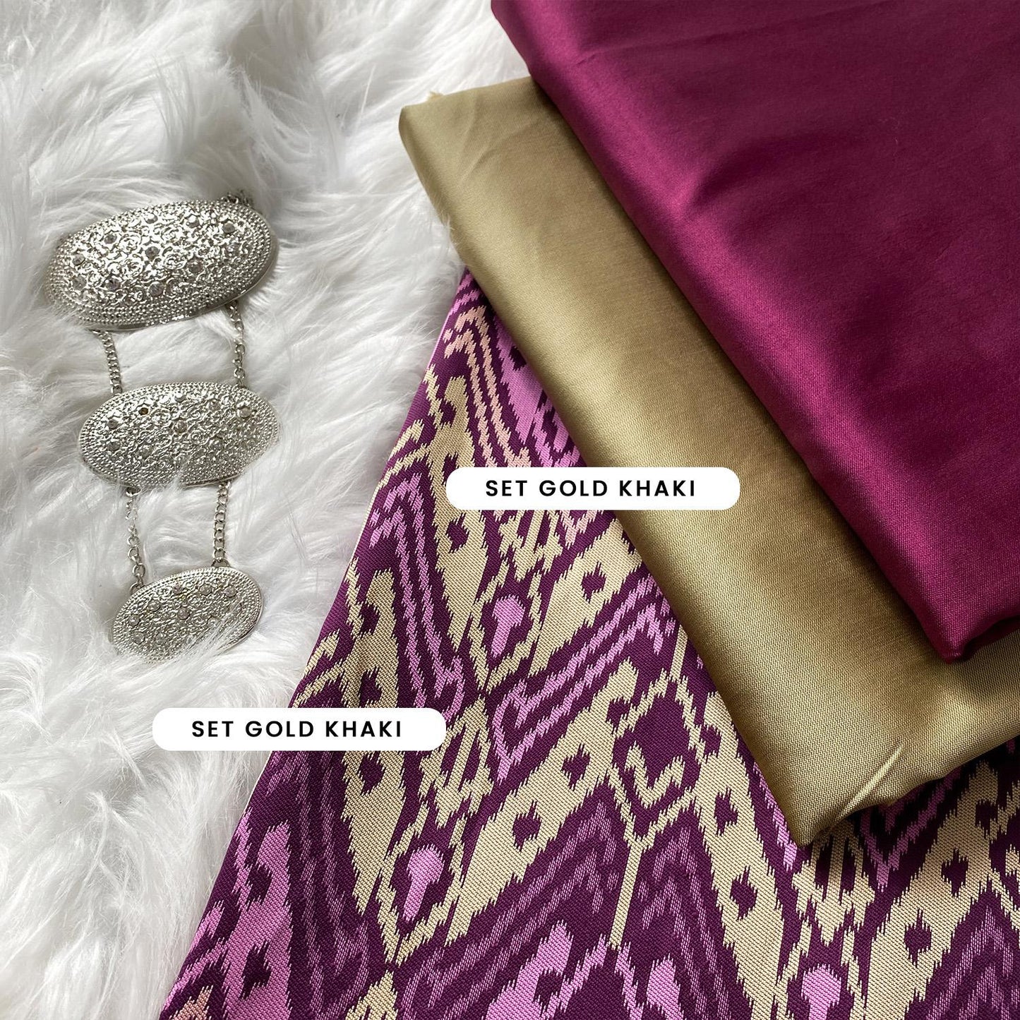 Plain Taffeta with Matching Ikkat Jacquard Combo Set