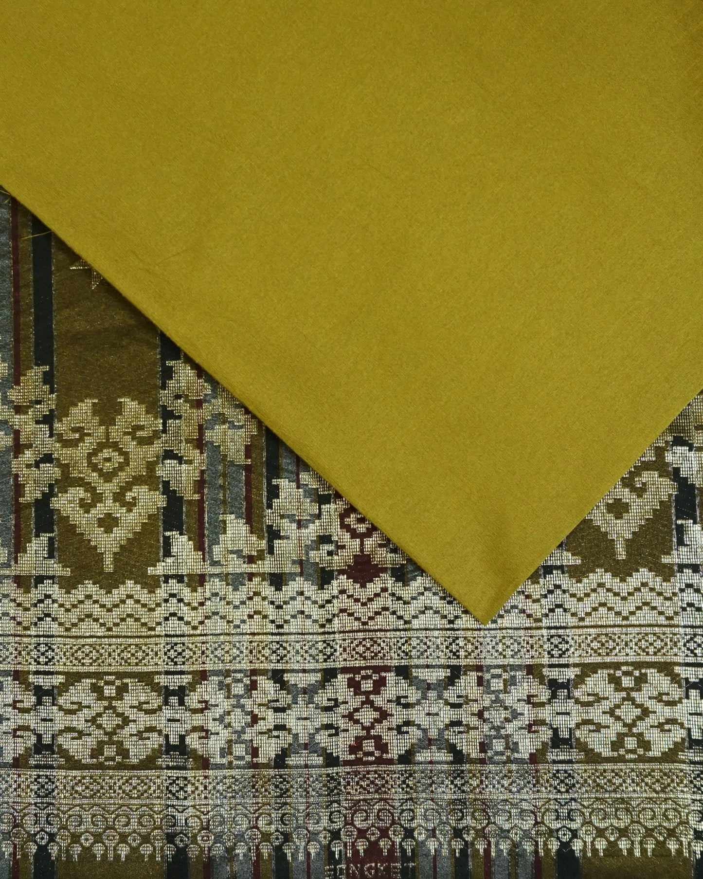 Metallic Gold Songket with Lucio Plain Dupion Combo Set
