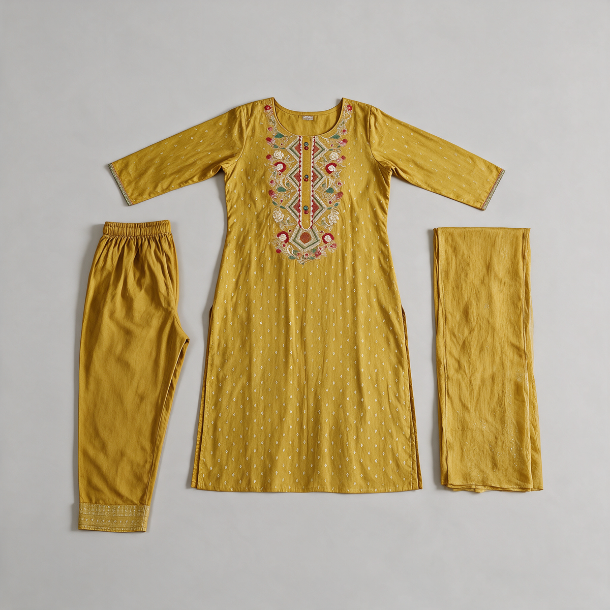 Women's Embroidered Kurta Set with Dupatta - Set