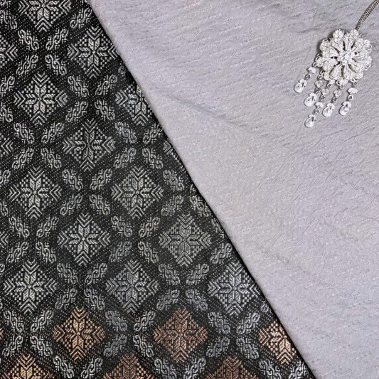 Peti Perak Songket with Mix Cotton Embroidery Combo Set