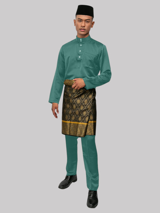 Aryan Cekak Musang  Bapa & Anak Moden Fit - Hijau Lumut Baju Melayu