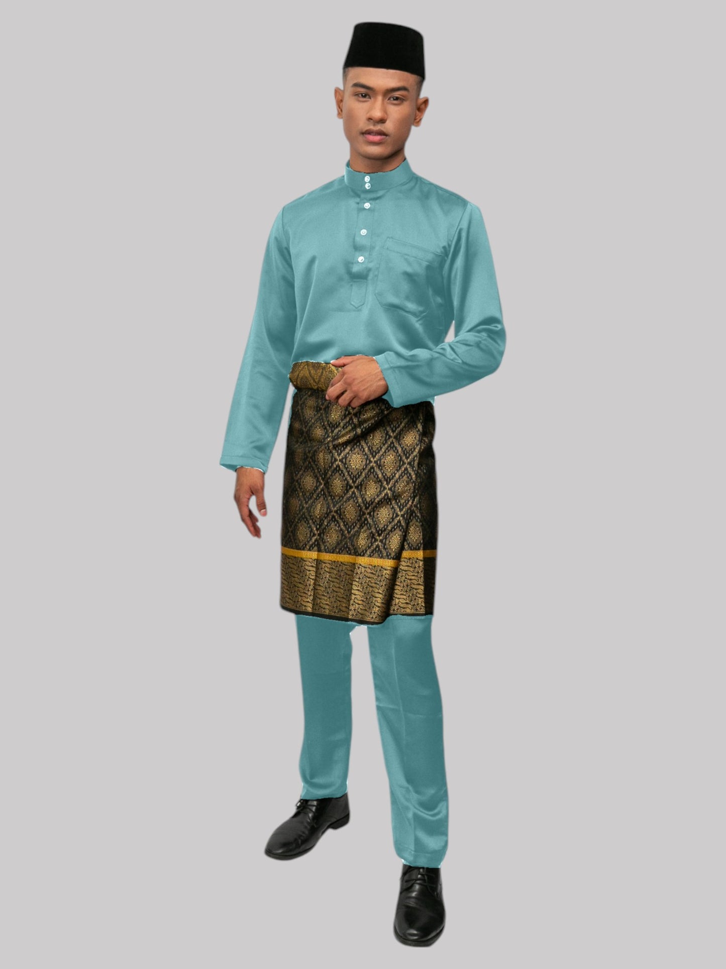 Aryan Cekak Musang Bapa & Anak Moden Fit - Hijau Laut Baju Melayu