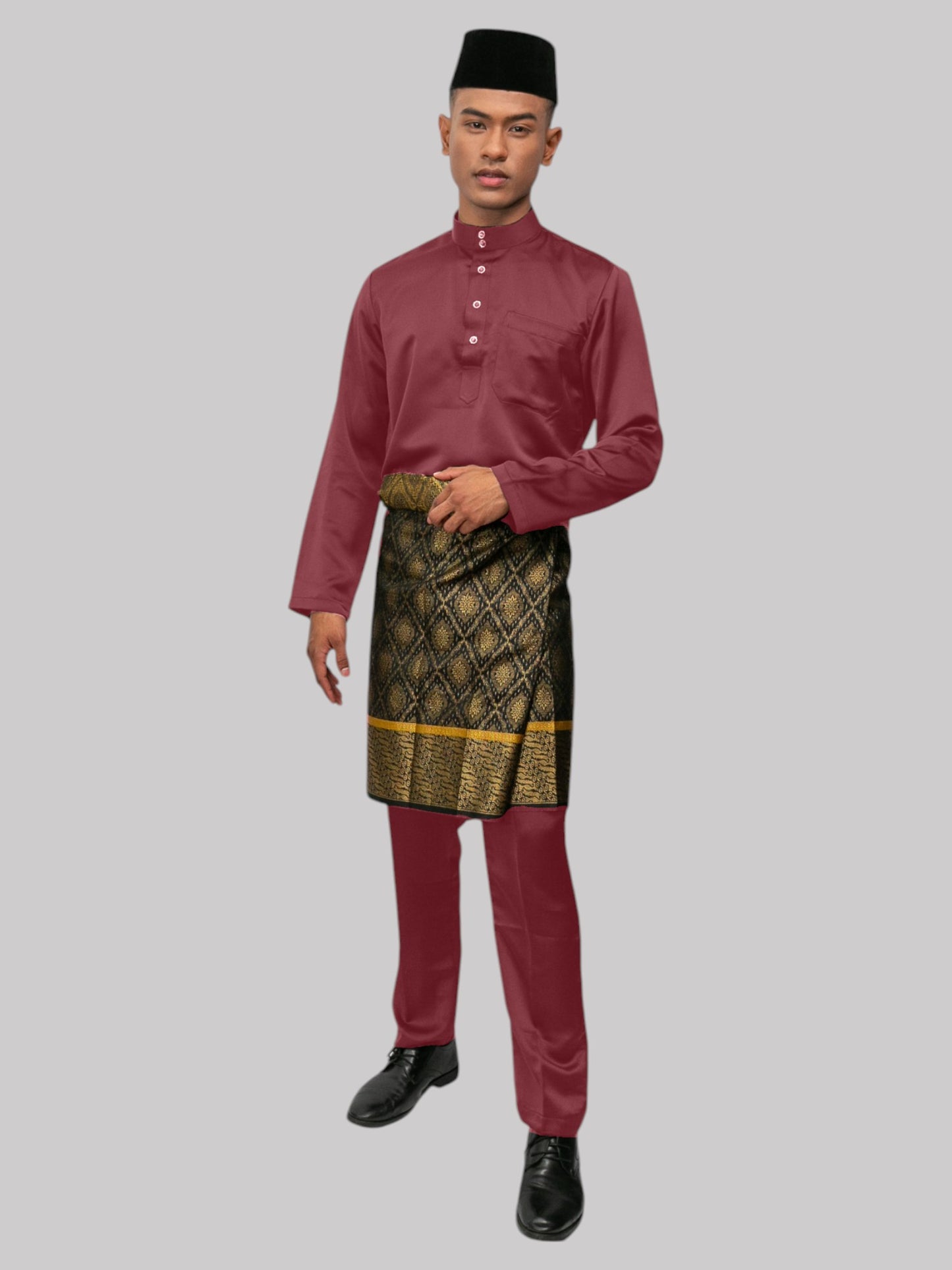 Aryan Cekak Musang  Bapa & Anak Moden Fit - Merah Jambu Mawar Baju Melayu