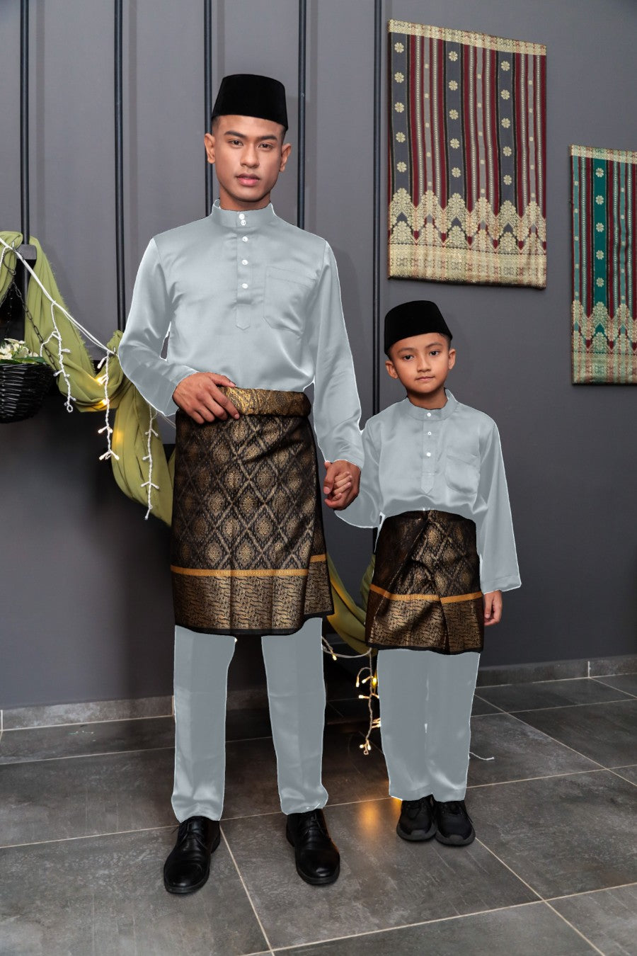 Arjuna Cekak Musang Bapa & Anak Moden Fit - Putih Salju Baju Melayu