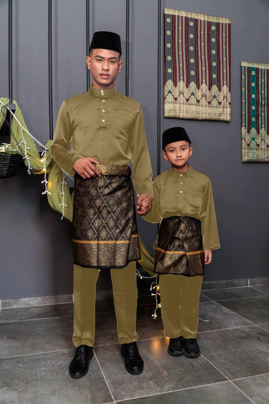 Arjuna Cekak Musang Bapa & Anak Moden Fit -Perang Pasir Baju Melayu