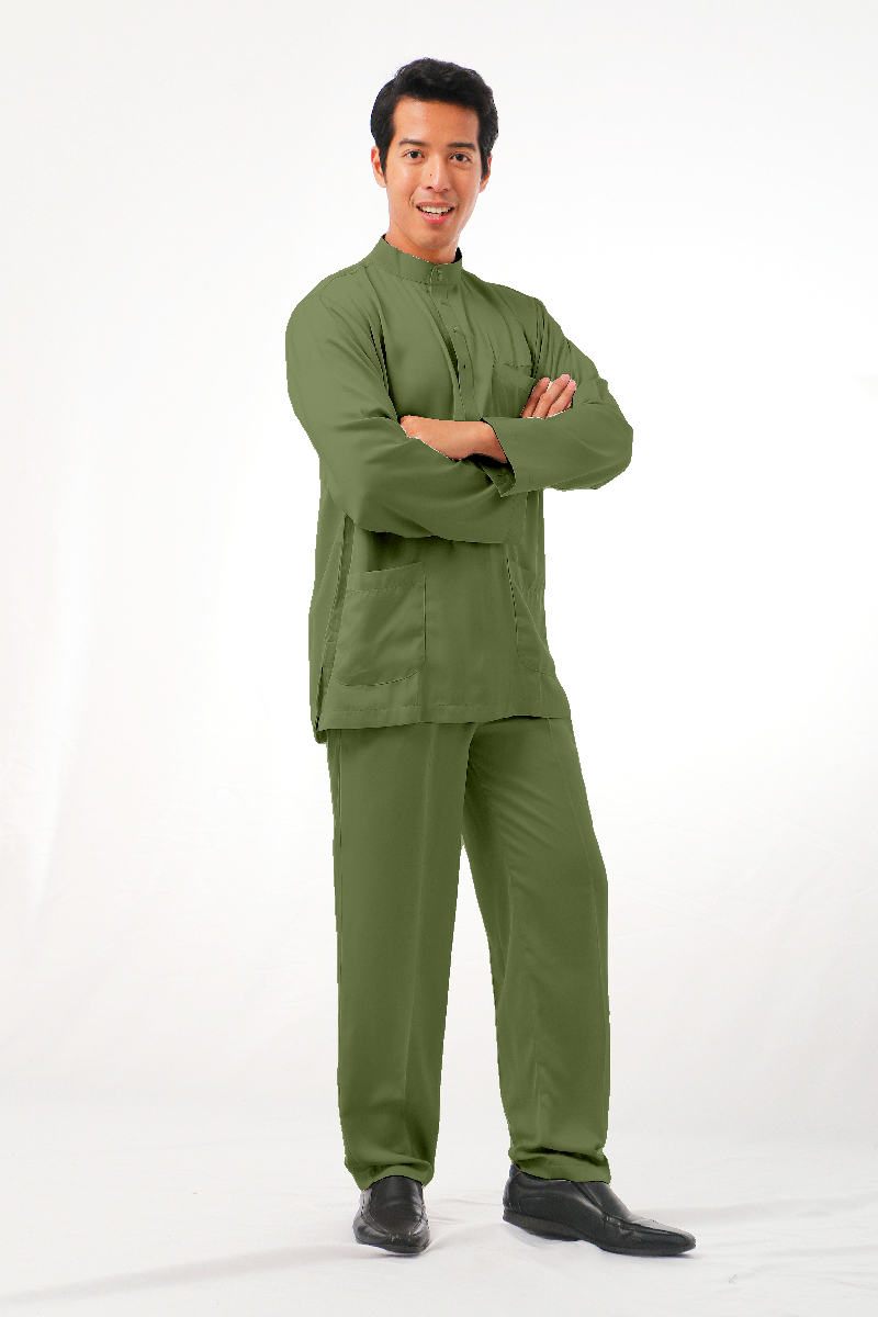 Mikail Baju Melayu Modern - Olive