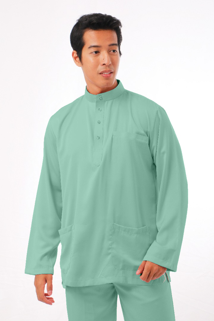 Mikail Baju Melayu Modern - Light Cyan