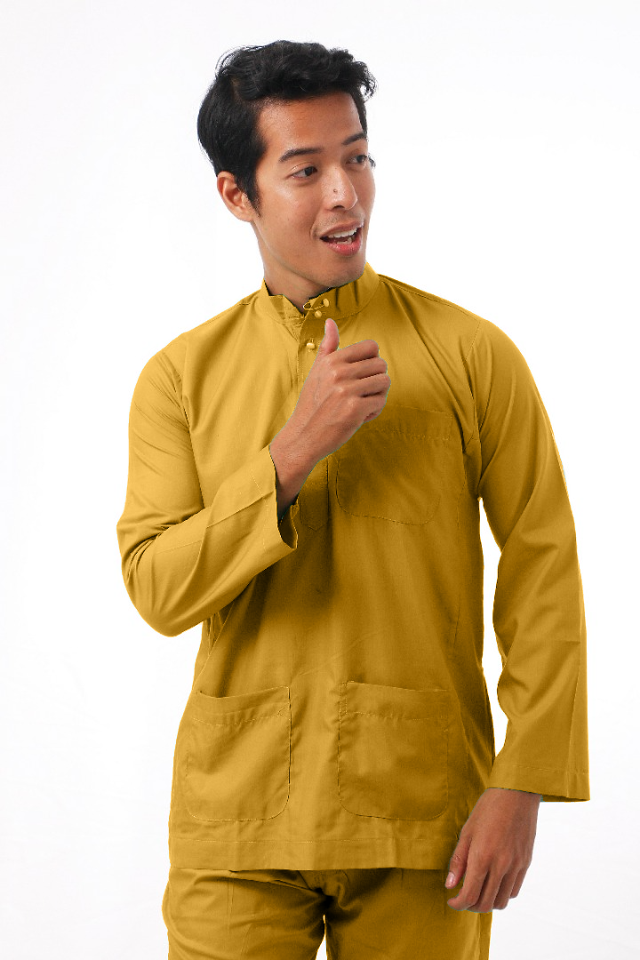 Mikail Baju Melayu Modern - Mustard