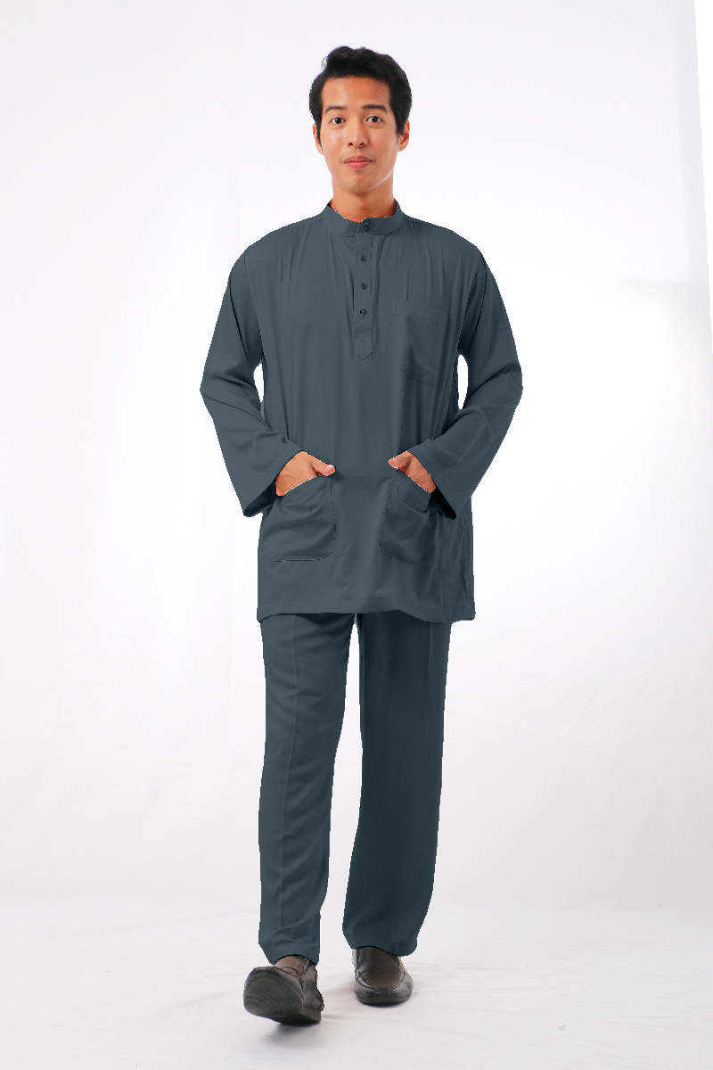 Mikail Baju Melayu Modern - Floral Green