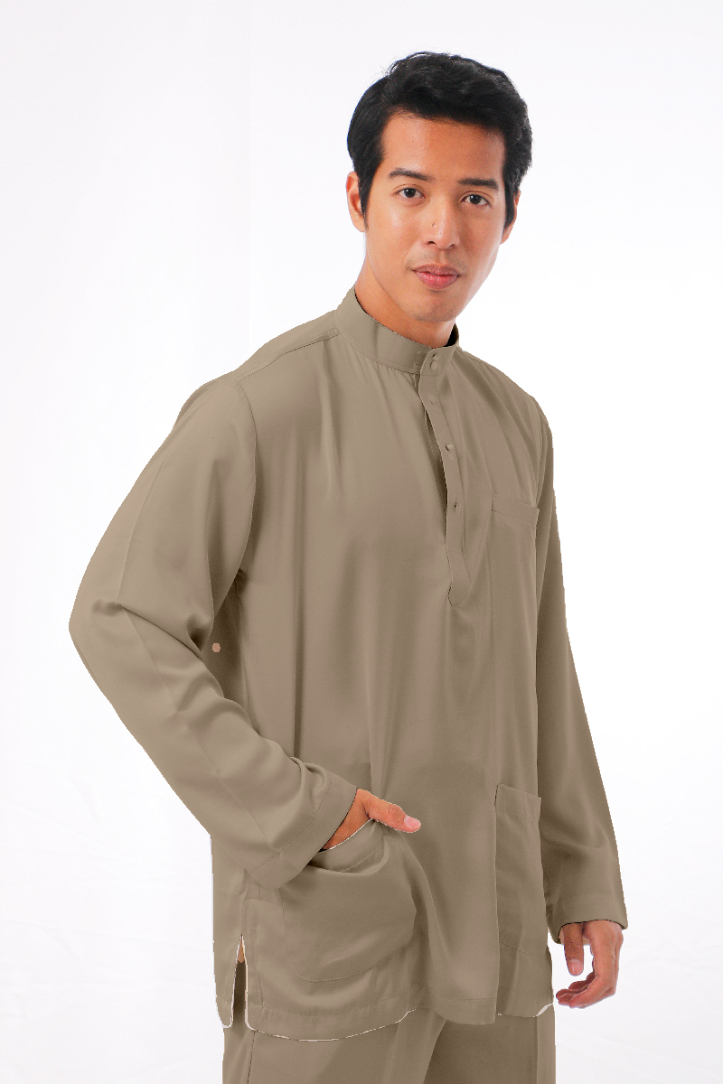 Mikail Baju Melayu Modern - Almond