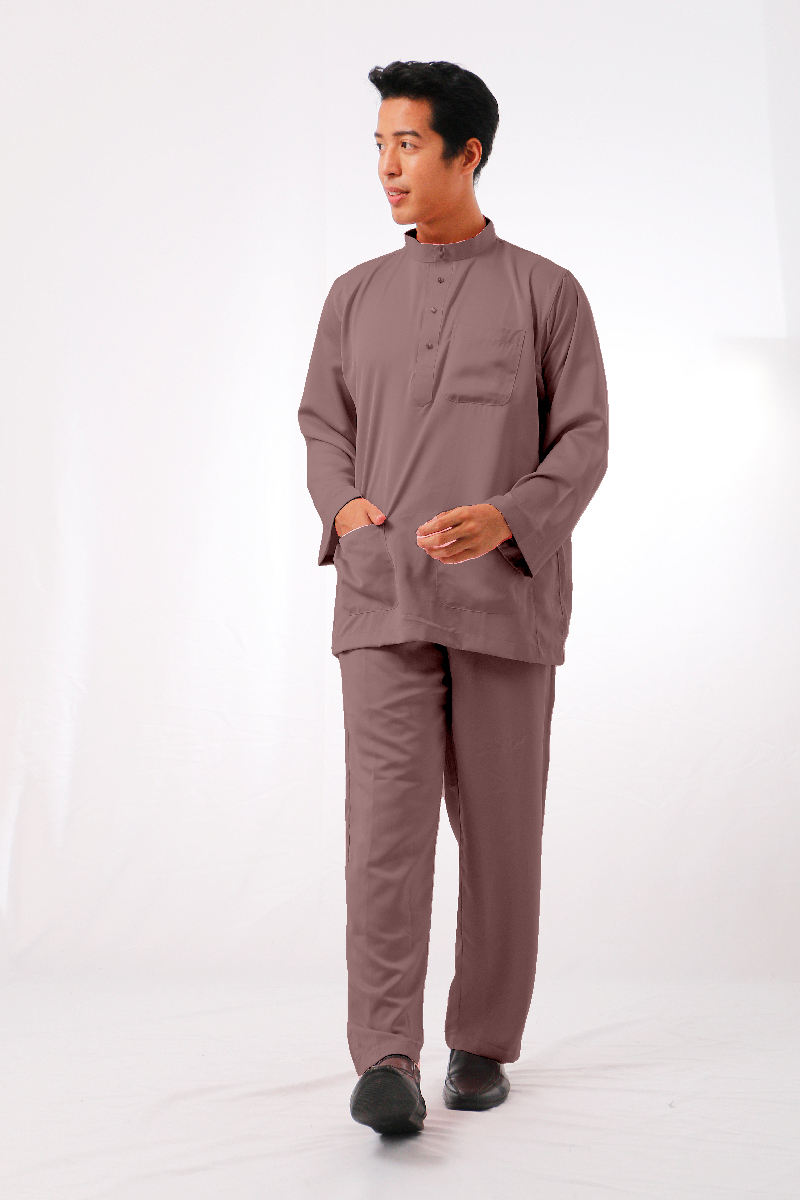 Mikail Baju Melayu Modern - Dull Brown
