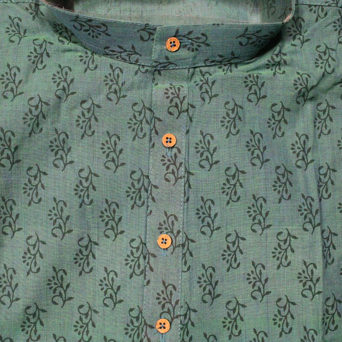 Kamdar Men's Block Print Kurta 100% Cotton Linen S-5XL Plus Size Available Deepavali Festive Shirt Baju Kurta Lelaki Kamdar Block Print 100% Kapas Linen S-5XL Plus Saiz Tersedia Baju Raya Deepavali