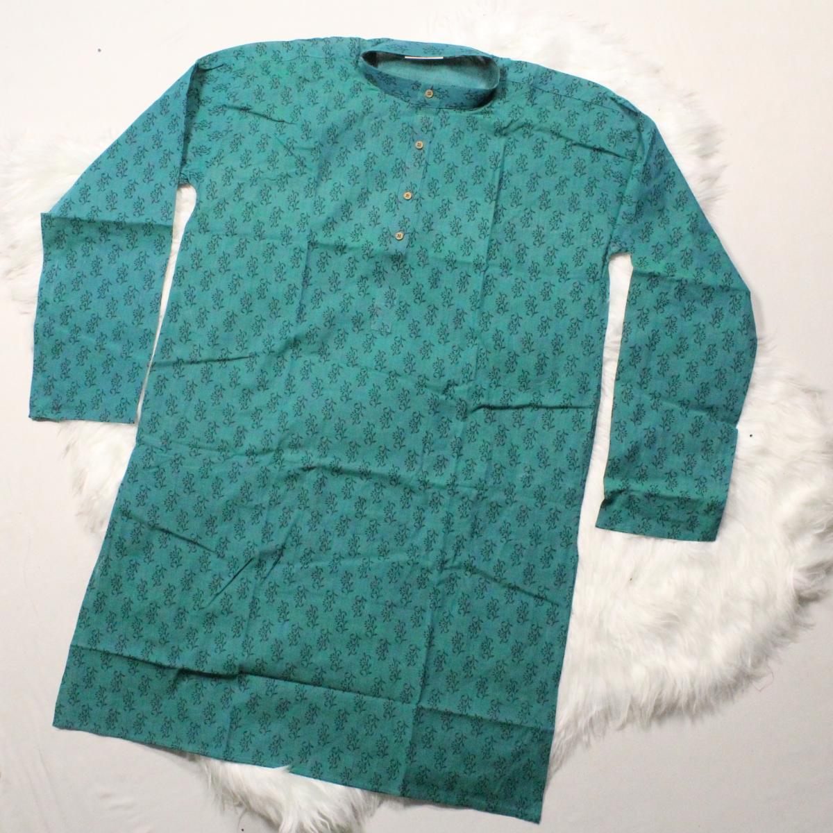 Kamdar Men's Block Print Kurta 100% Cotton Linen S-5XL Plus Size Available Deepavali Festive Shirt Baju Kurta Lelaki Kamdar Block Print 100% Kapas Linen S-5XL Plus Saiz Tersedia Baju Raya Deepavali