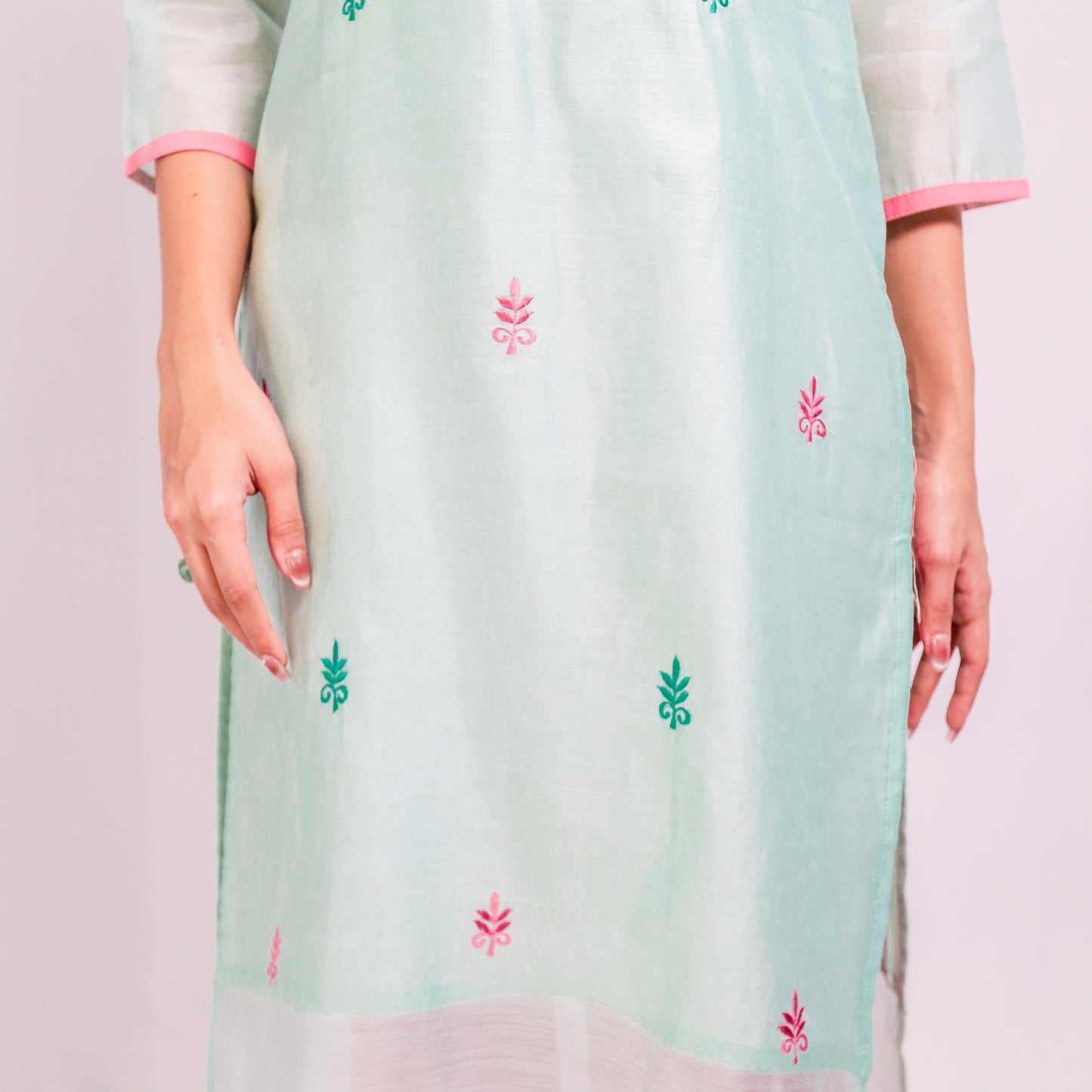 Chanderi Silk Embroidered Kurti