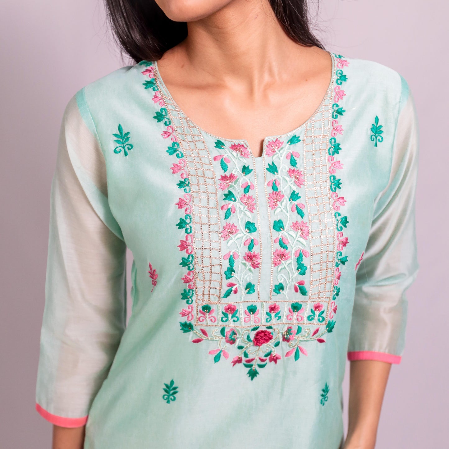 Chanderi Silk Embroidered Kurti