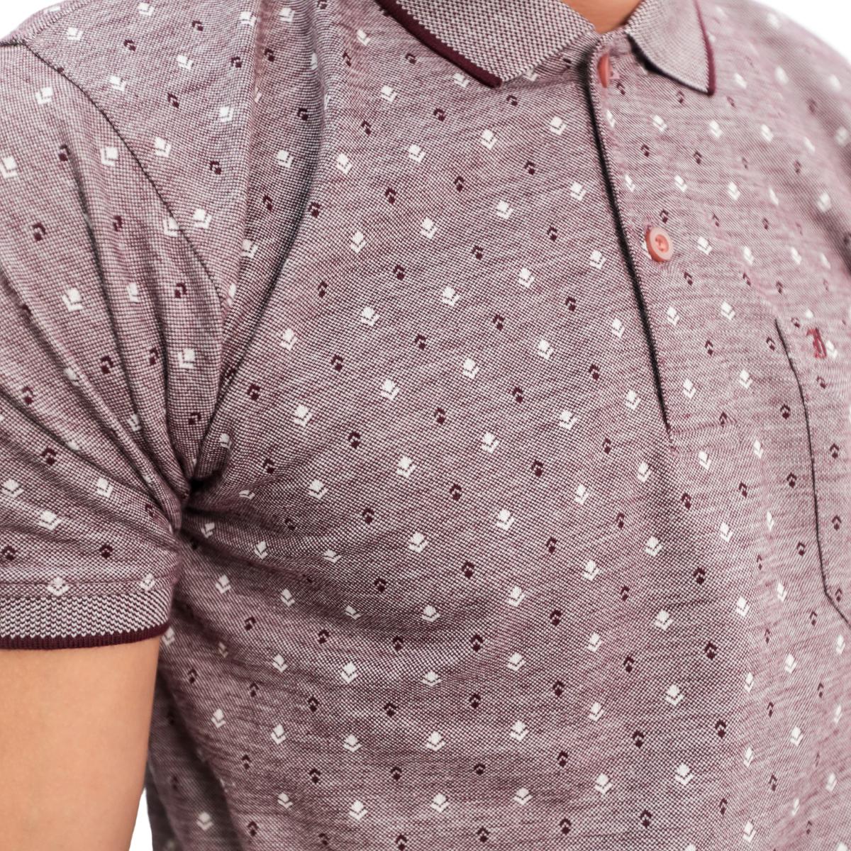 Men Black White Dots Collar T-Shirt