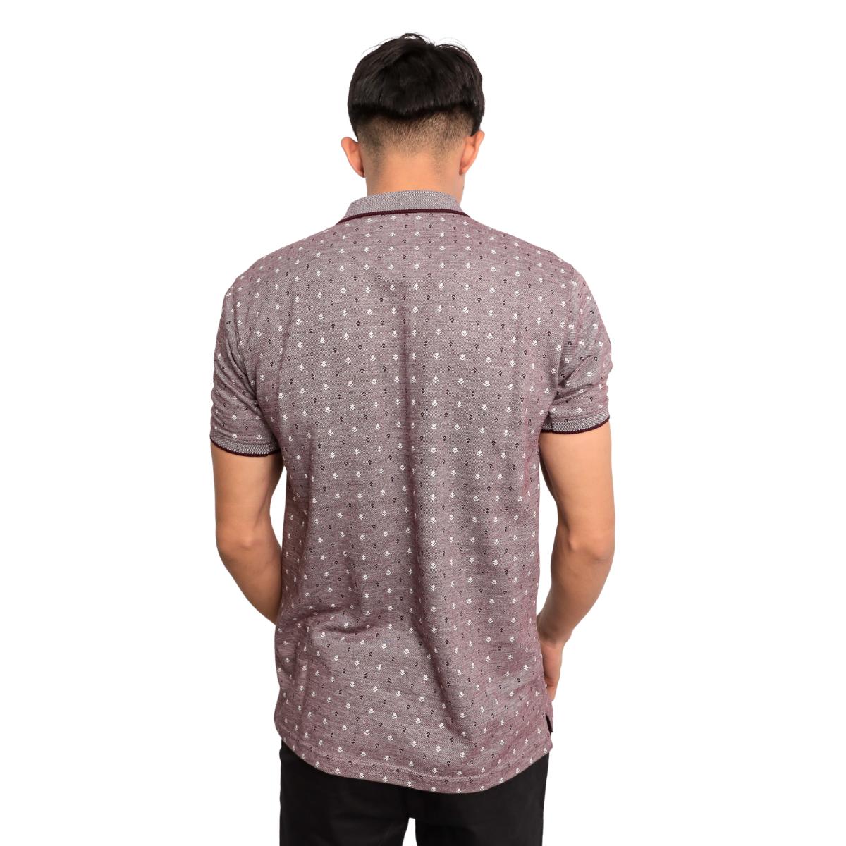Men Black White Dots Collar T-Shirt