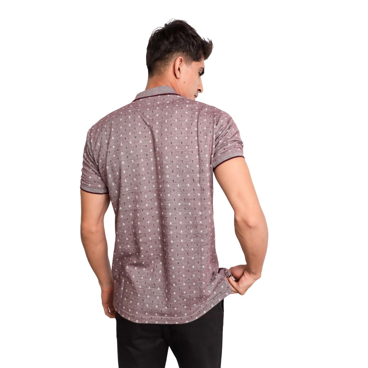 Men Black White Dots Collar T-Shirt