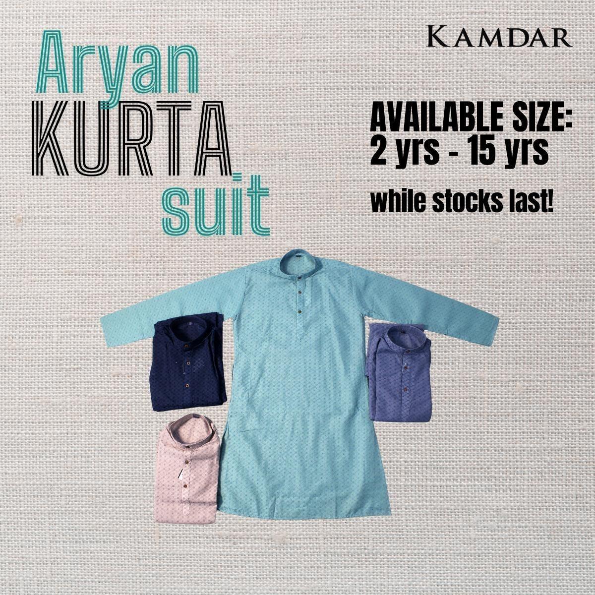 KAMDAR Aryan Kurta Set Kurta Kanak-kanak dengan Seluar Kurta Etnik Piyama untuk Lelaki, Pakaian Etnik India Mampu Milik Kapas Kurta Budak Murah Baju Deepavali Fesyen Selesa