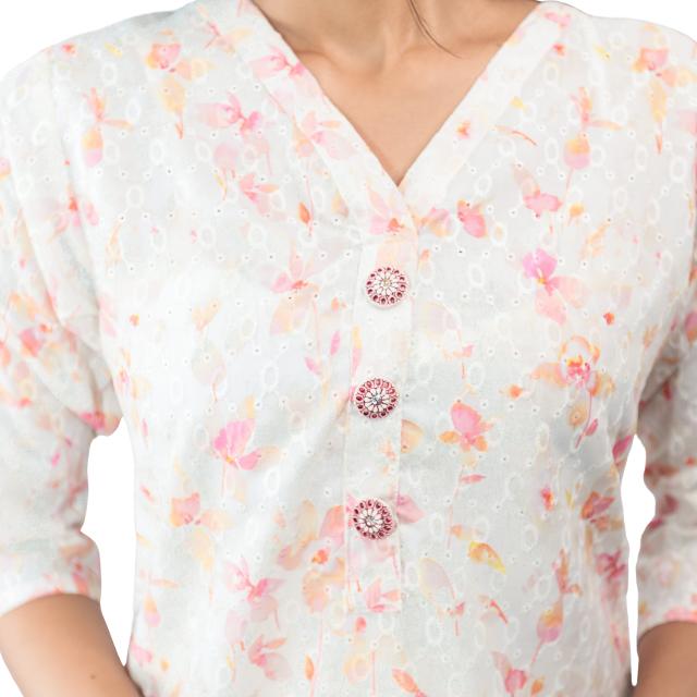 Utsav Cotton Chikan Embroidery Kurti