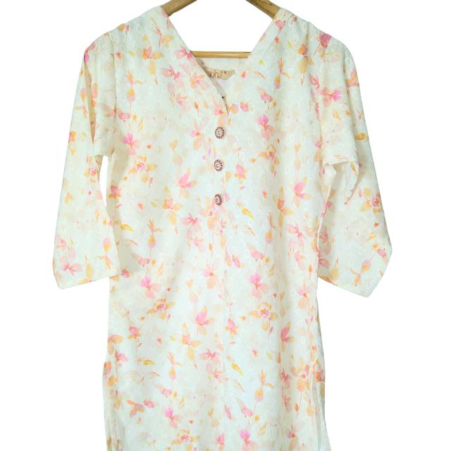 Utsav Cotton Chikan Embroidery Kurti
