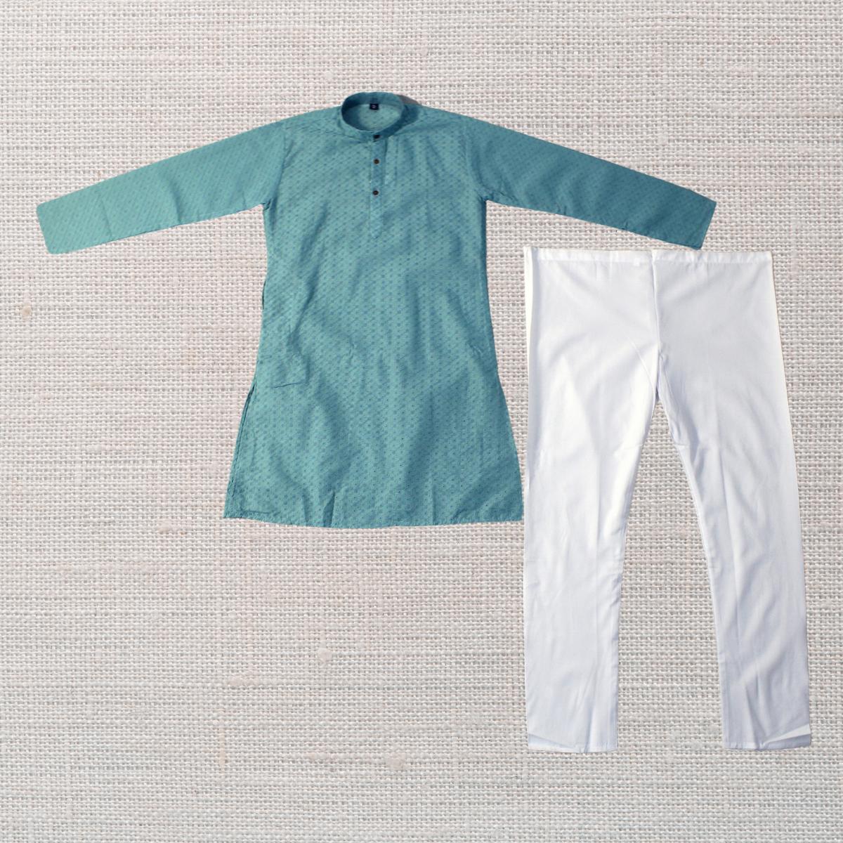 KAMDAR Aryan Kurta Set Kurta Kanak-kanak dengan Seluar Kurta Etnik Piyama untuk Lelaki, Pakaian Etnik India Mampu Milik Kapas Kurta Budak Murah Baju Deepavali Fesyen Selesa