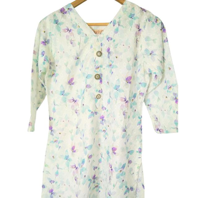 Utsav Cotton Chikan Embroidery Kurti
