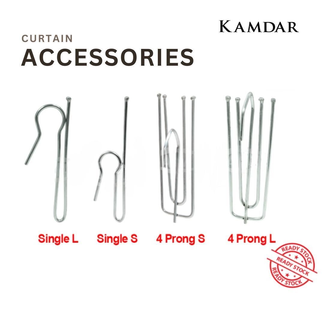 Assorted Stainless Steel Curtain Accessories and Hooks