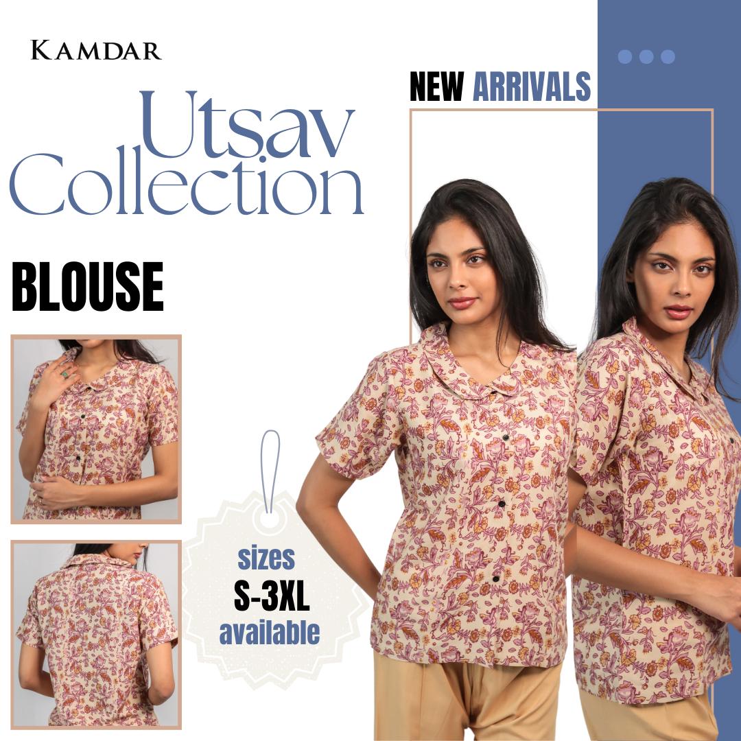 Blaus KAMDAR Readymade untuk Wanita (S - 3XL) Ketibaan Baru Lengan Pakaian Atasan Tradisional yang Cantik & Trendi