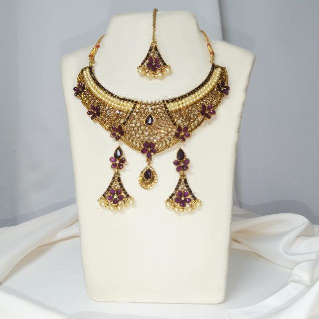 Barang Kemas Set Kalung KAMDAR untuk Pakaian Wanita untuk Majlis Perayaan, Barang Kemas Kostum, Fesyen Deepavali