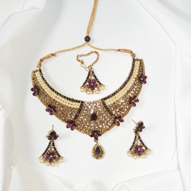 Barang Kemas Set Kalung KAMDAR untuk Pakaian Wanita untuk Majlis Perayaan, Barang Kemas Kostum, Fesyen Deepavali