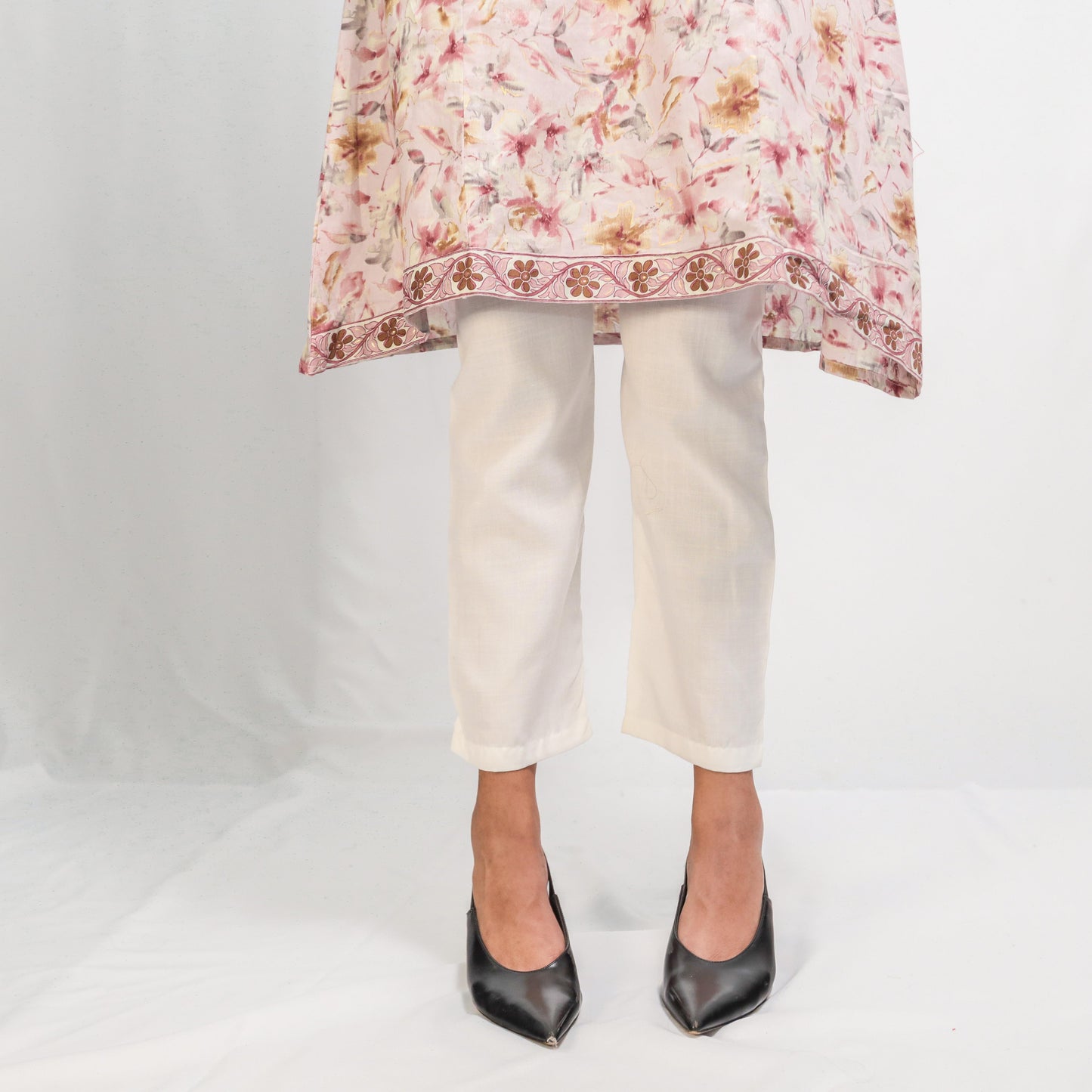 KAMDAR Cotton Chikan Bordir Kurti Readymade untuk Wanita (S - 3XL) Plus Sizes Ketibaan Baru Cantik & Trendi Traditional Top Wear Dress Lengan Dusty Pink Deepavali Fesyen