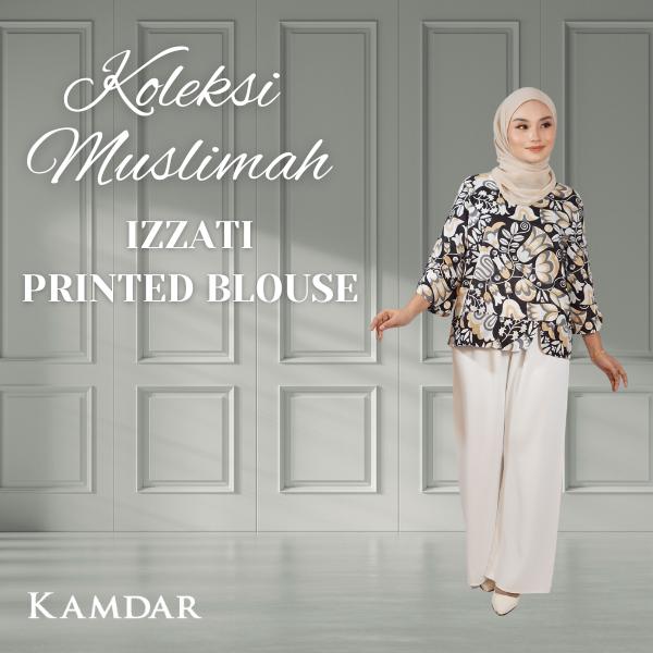 KAMDAR Izzati Printed Blouse FREE SIZE Digital Print 100% COTTON BLOUSE Moden Terbaru 2024 Style Murah Aesthetic stylish Raya Kemeja Perempuan Cotton Casual Floral Baju Wanita Muslimah