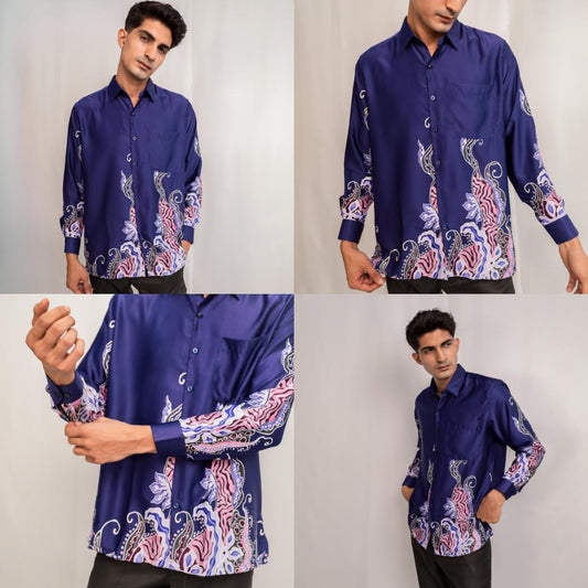 Sabrina Long Sleeve Satin Batik Shirt