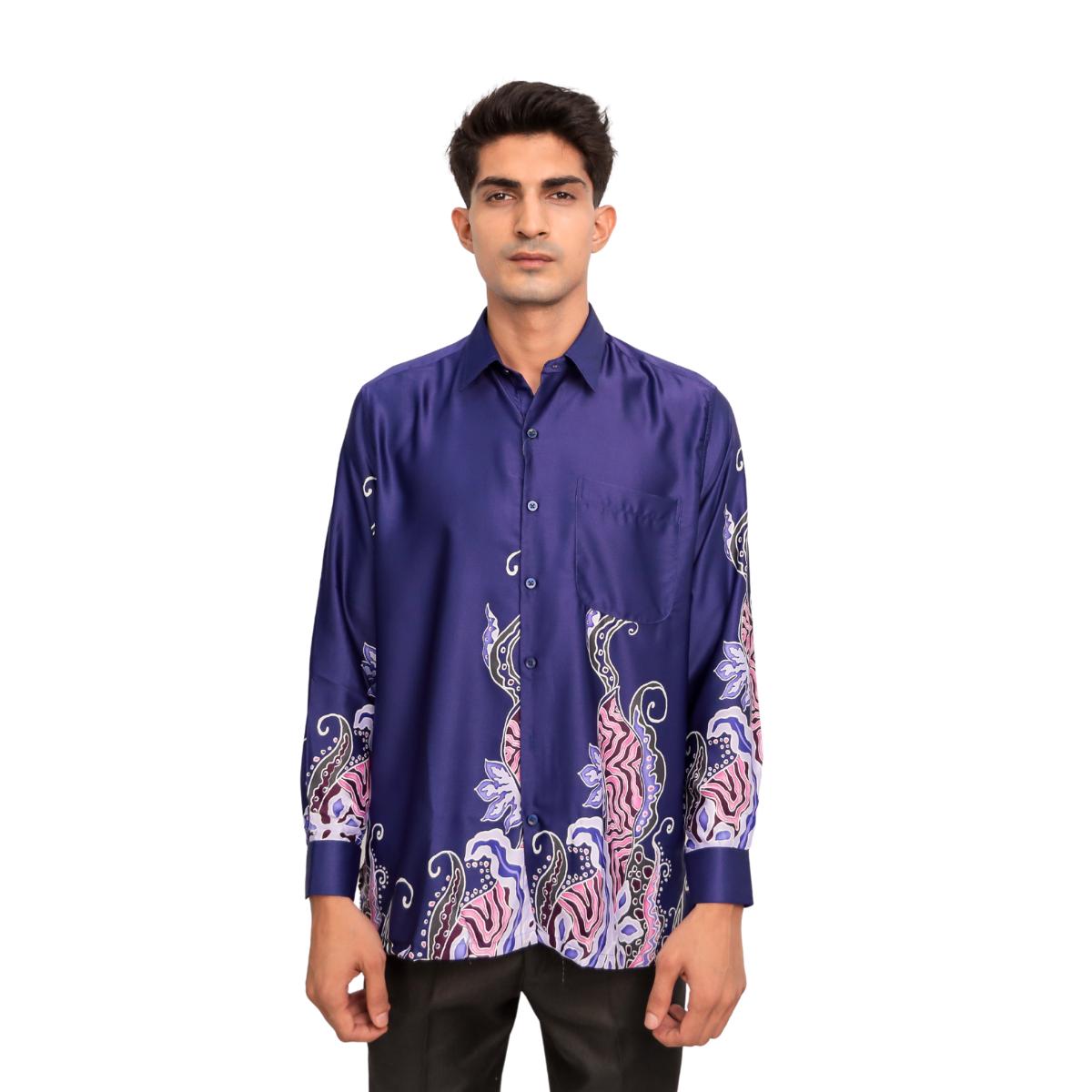 Sabrina Long Sleeve Satin Batik Shirt