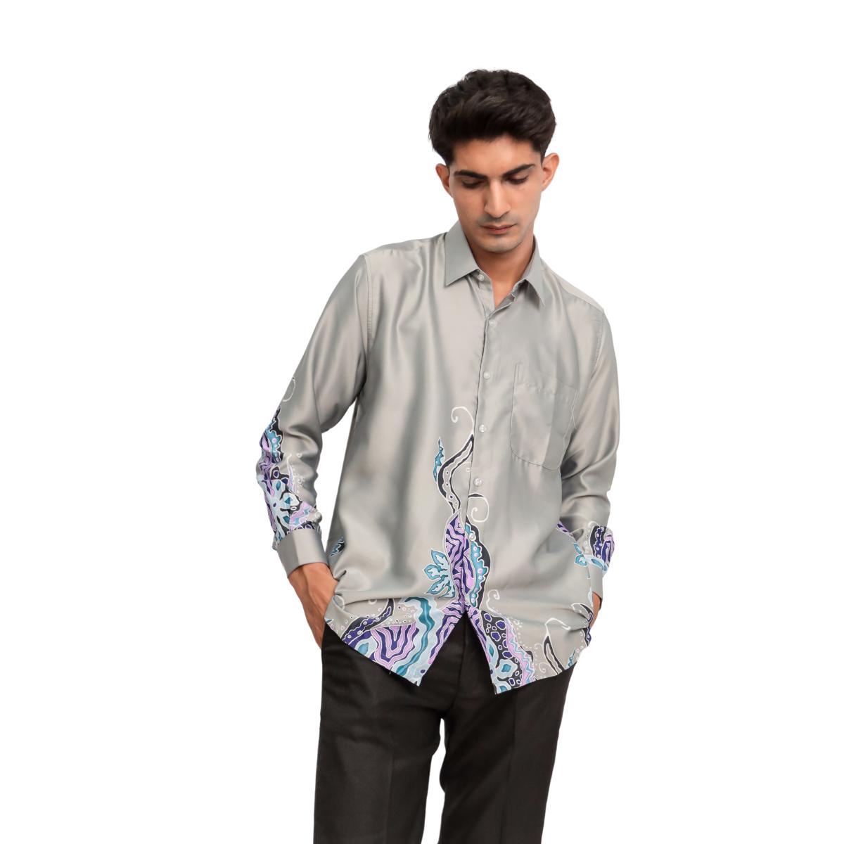 Sabrina Long Sleeve Satin Batik Shirt