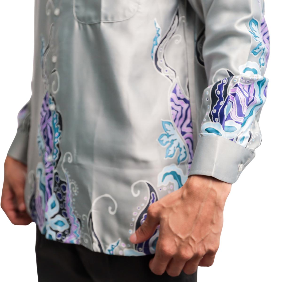 Sabrina Long Sleeve Satin Batik Shirt