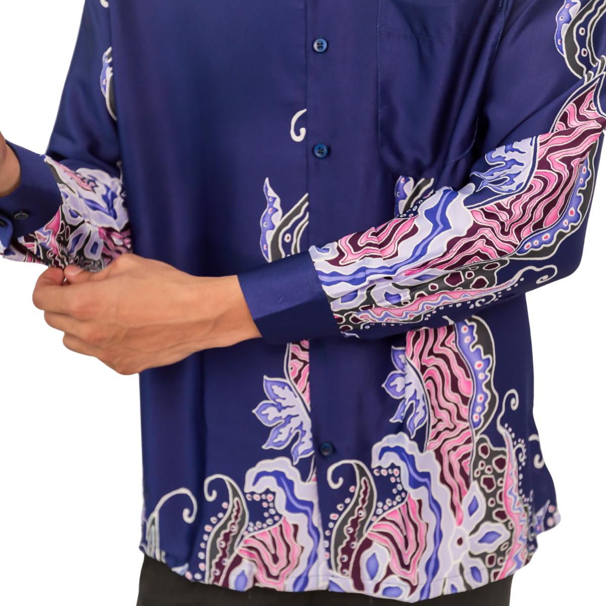 Sabrina Long Sleeve Satin Batik Shirt