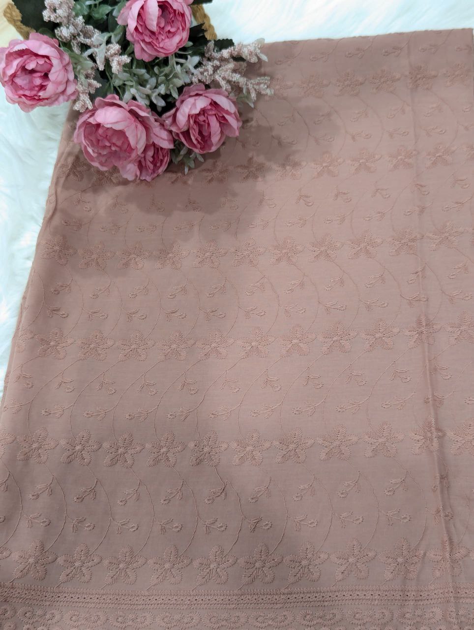 Flower Cambric Cotton Embroidery 44"