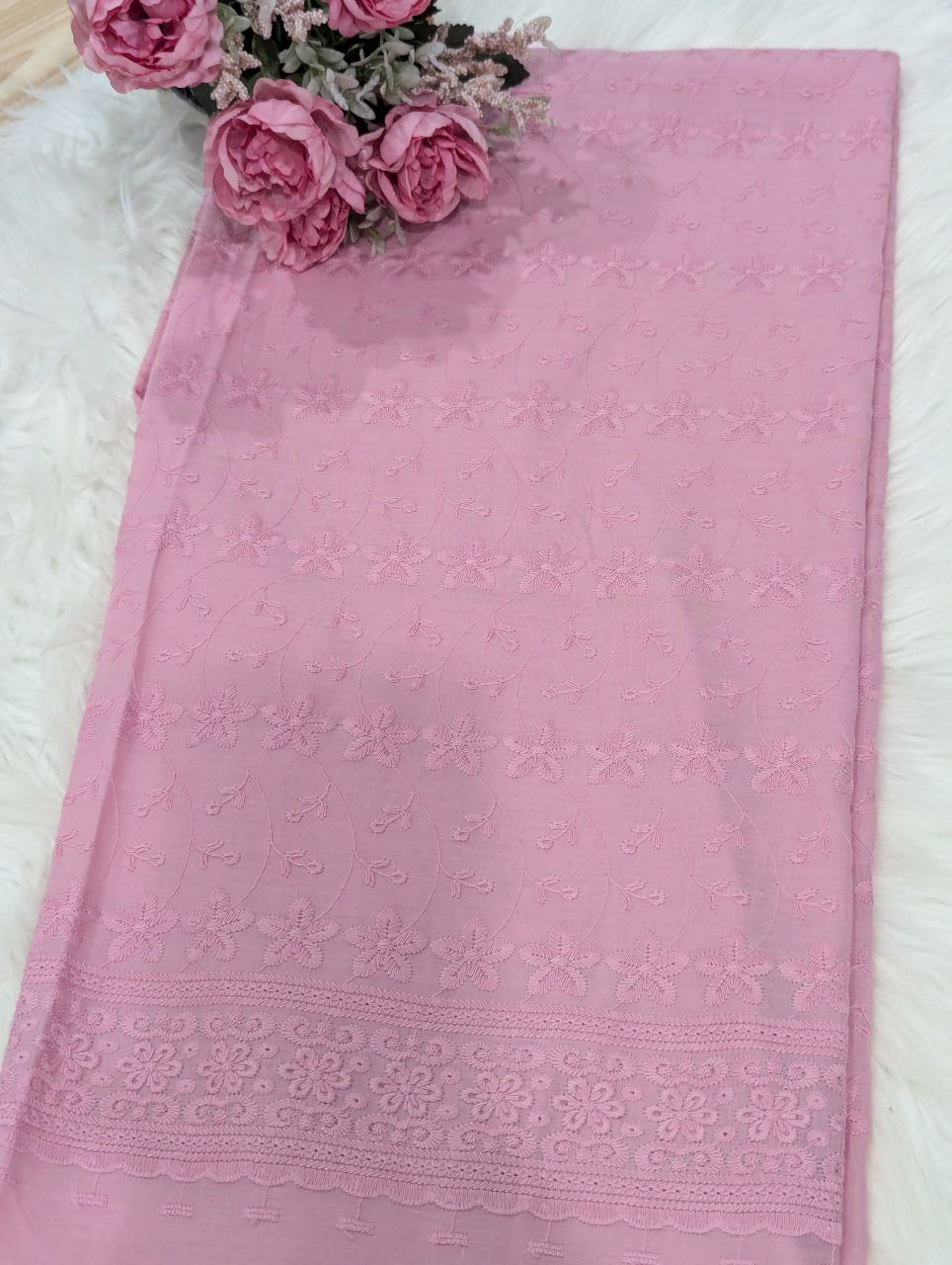Flower Cambric Cotton Embroidery 44"