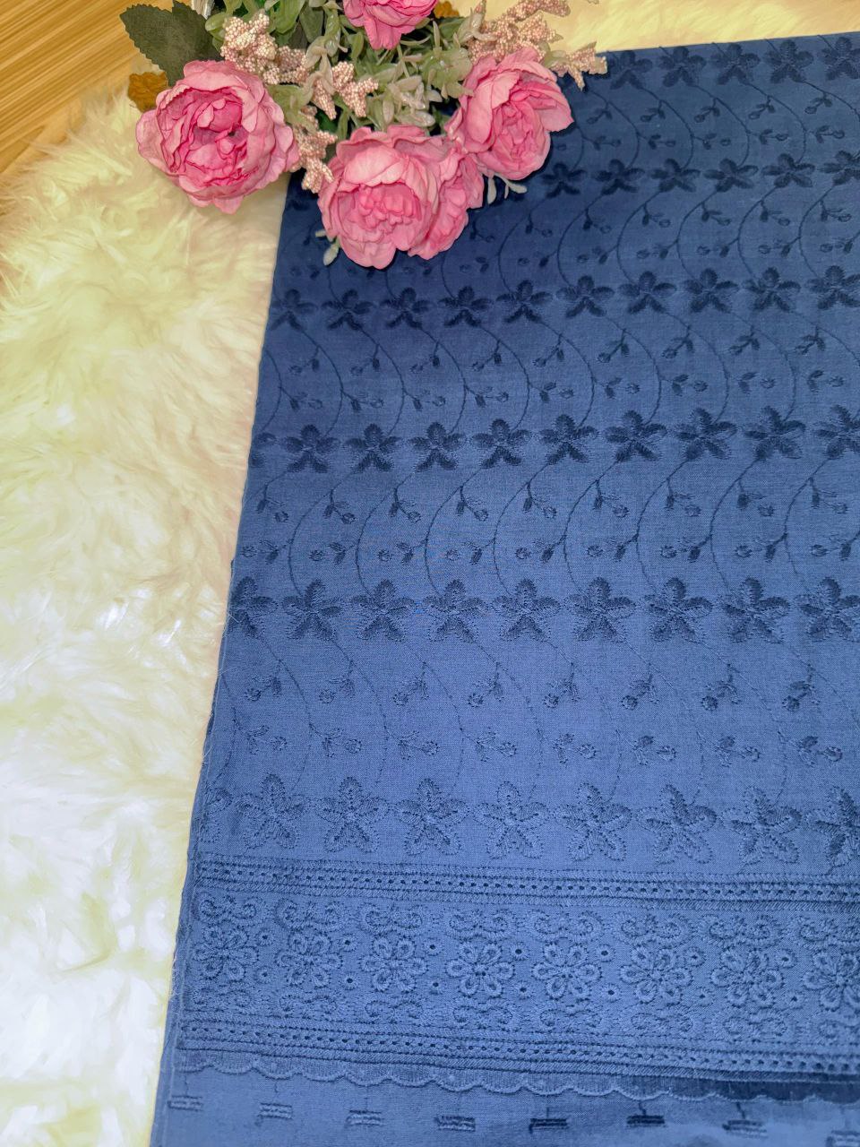 Flower Cambric Cotton Embroidery 44"