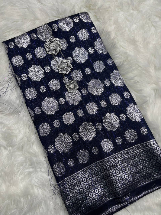 Cyberpunk Silver Metallic Songket 44"