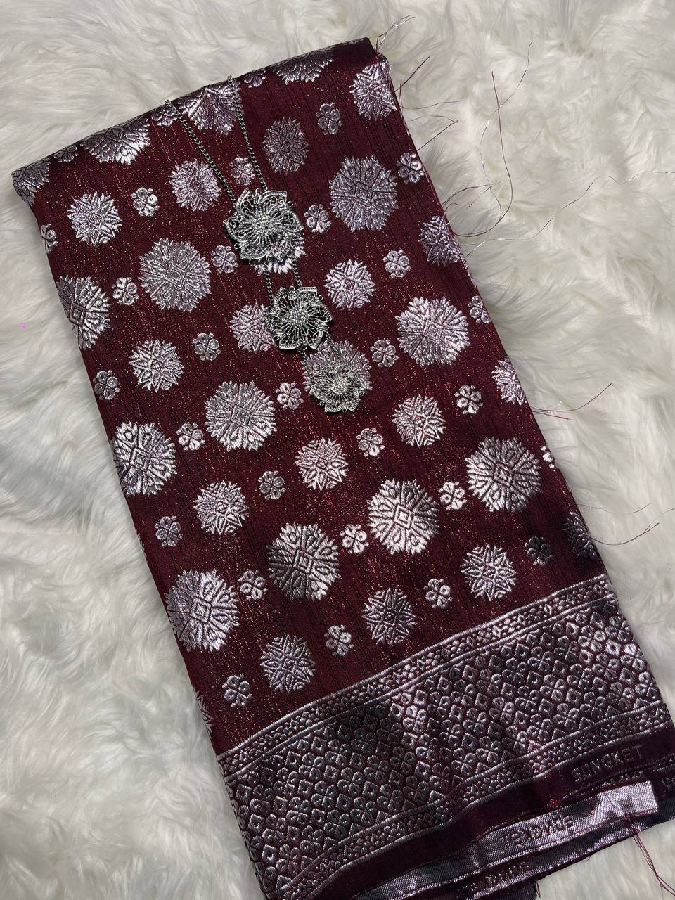 Cyberpunk Silver Metallic Songket 44"