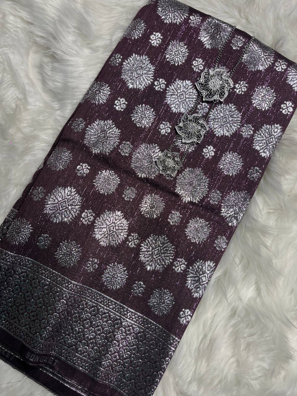 Cyberpunk Silver Metallic Songket 44"