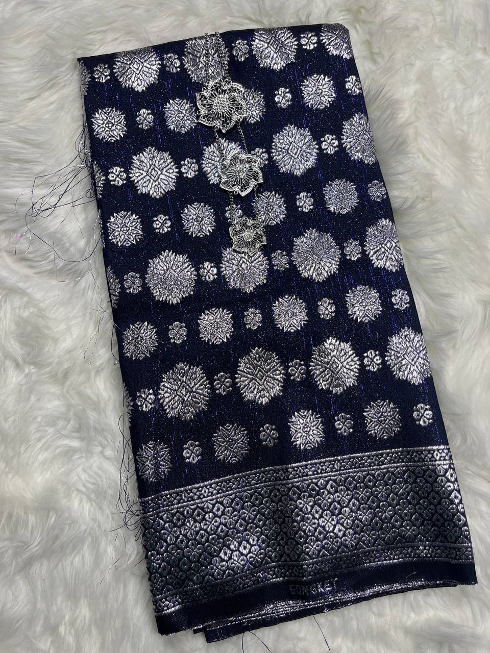 Cyberpunk Silver Metallic Songket 44"