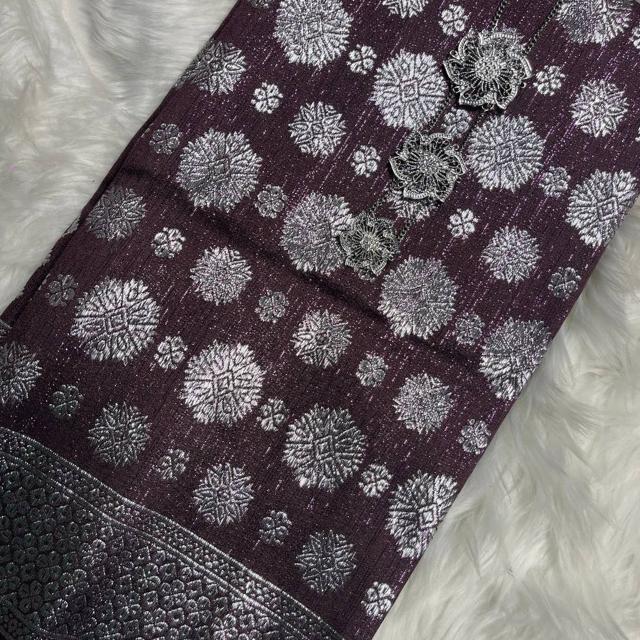 Cyberpunk Silver Metallic Songket 44"