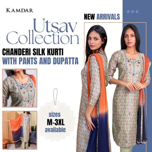 Saumya Chanderi Silk Kurti Set with Dupatta