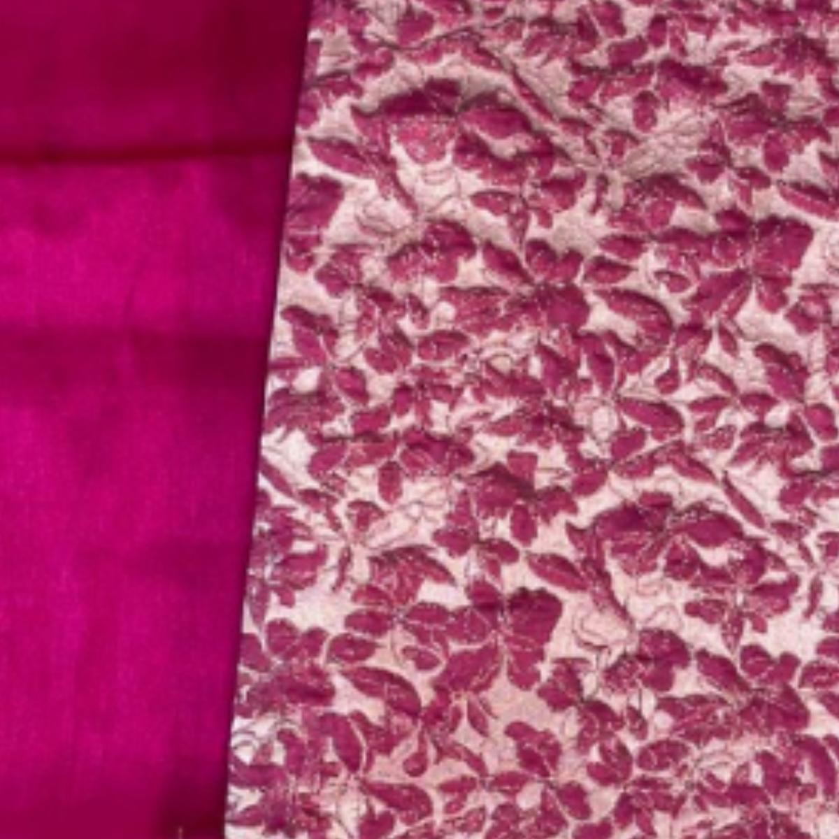 Abigail Floral Jacquard Brocade with Plain Dupion Combo Set