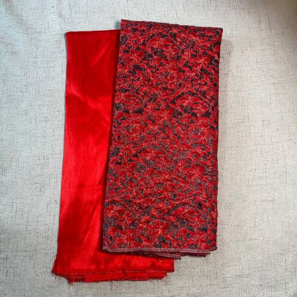 Abigail Floral Jacquard Brocade with Plain Dupion Combo Set